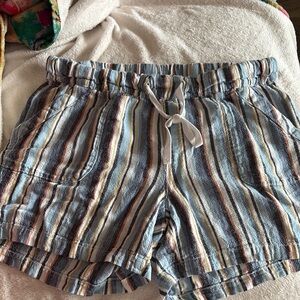 Lane Bryant Blue and White Cargo Shorts with Stripes